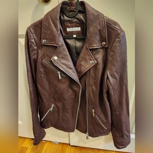Calvin Klein Genuine Leather Jacket in Brown, size Medium